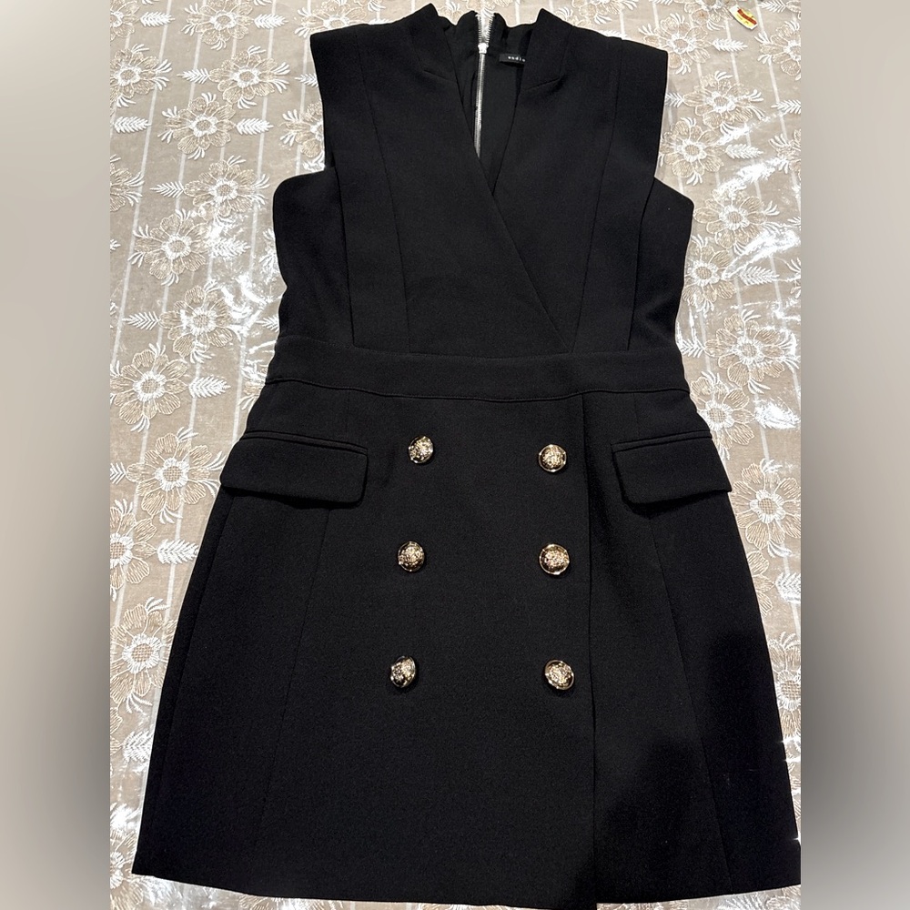 Endless Rose Black Sleeveless Nlazer Mini Dress Size M Double Breasted - Picture 2 of 8